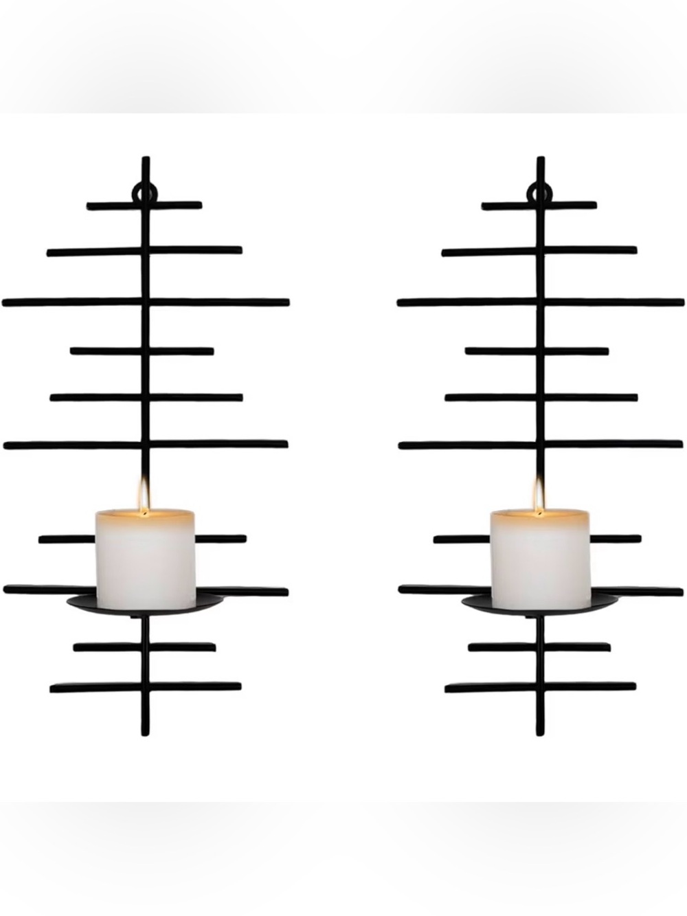 Wrought Iron Wall Candle Sconce Holder, Set of 2, Black, Wall Mounted. NIB.
